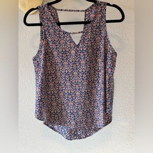 Floral Sleeveless Top - Pink and Blue